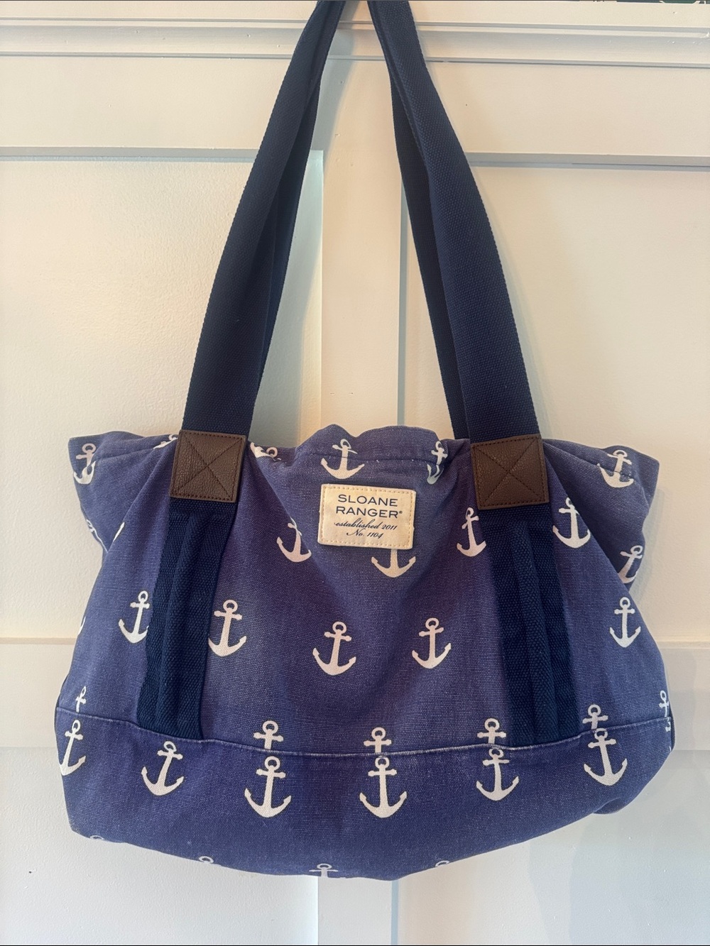 Sloane Ranger Navy Anchor Canvas Tote